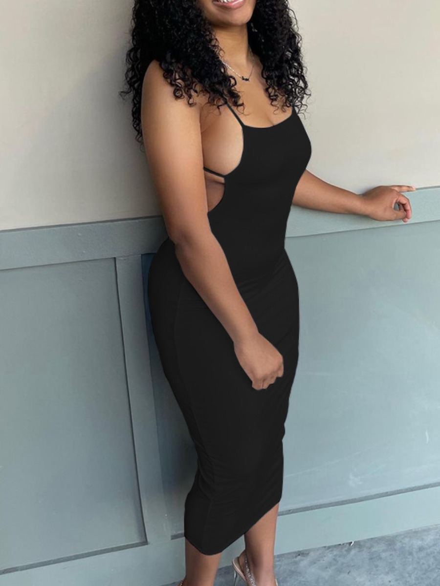 

LW Backless Cami Bodycon Dress, Black