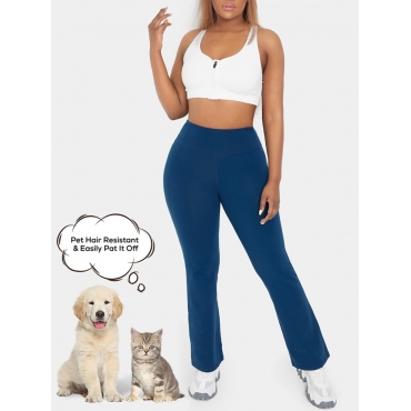 

LW High Waisted Pet Hair Resistant Stretchy Crossover Full Length Flare Leggings, Dark blue