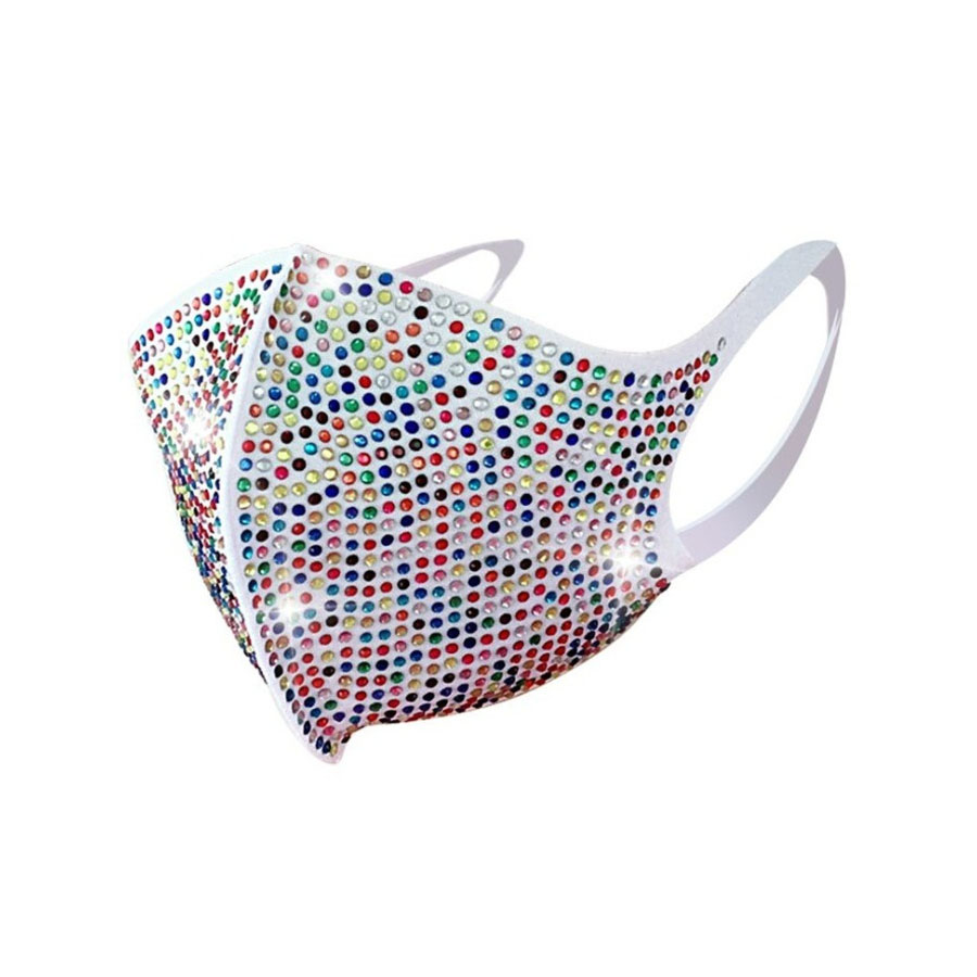 

LW COTTON Rhinestone Decor Face Mask, White