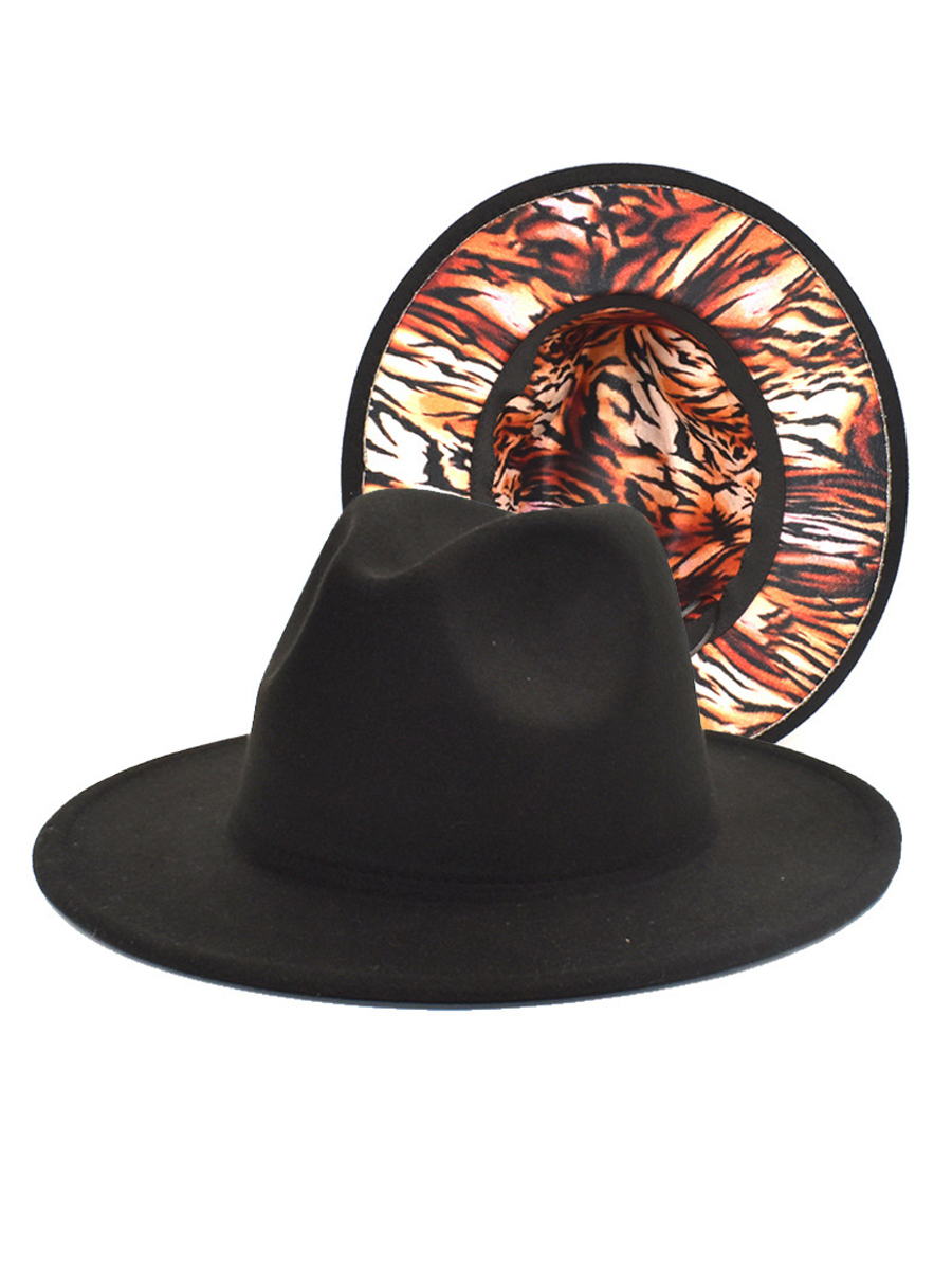 

LW Leopard Print Jazz Retro Hat, Black