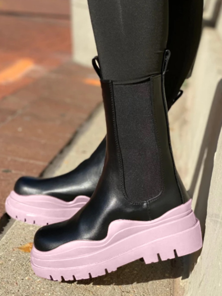 LW Chunky Sole Patchwork Booties