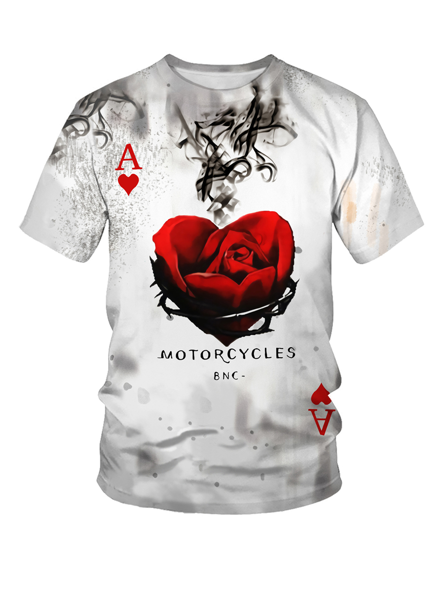 

LW Men Floral Letter Print T-shirt, White