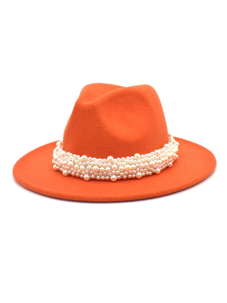 

LW Pearl Decor Jazz Hat, Orange