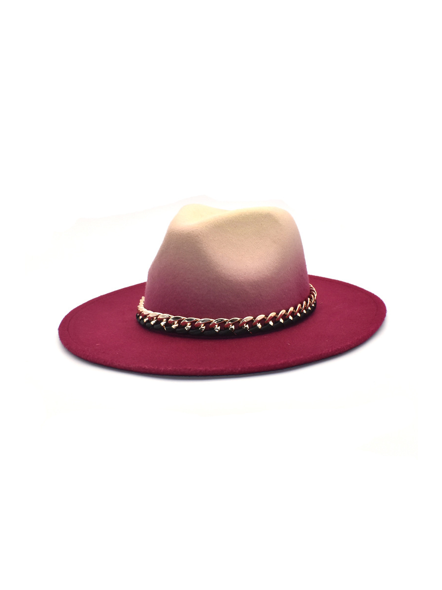 

LW Gradient Chain Decor Hat, Wine red