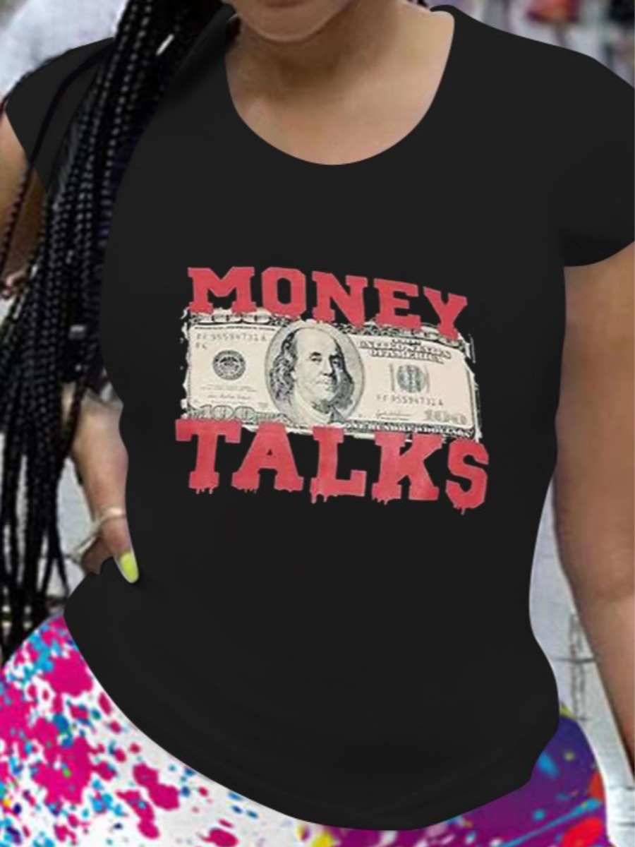 

LW Letter Money Print T-shirt, Black