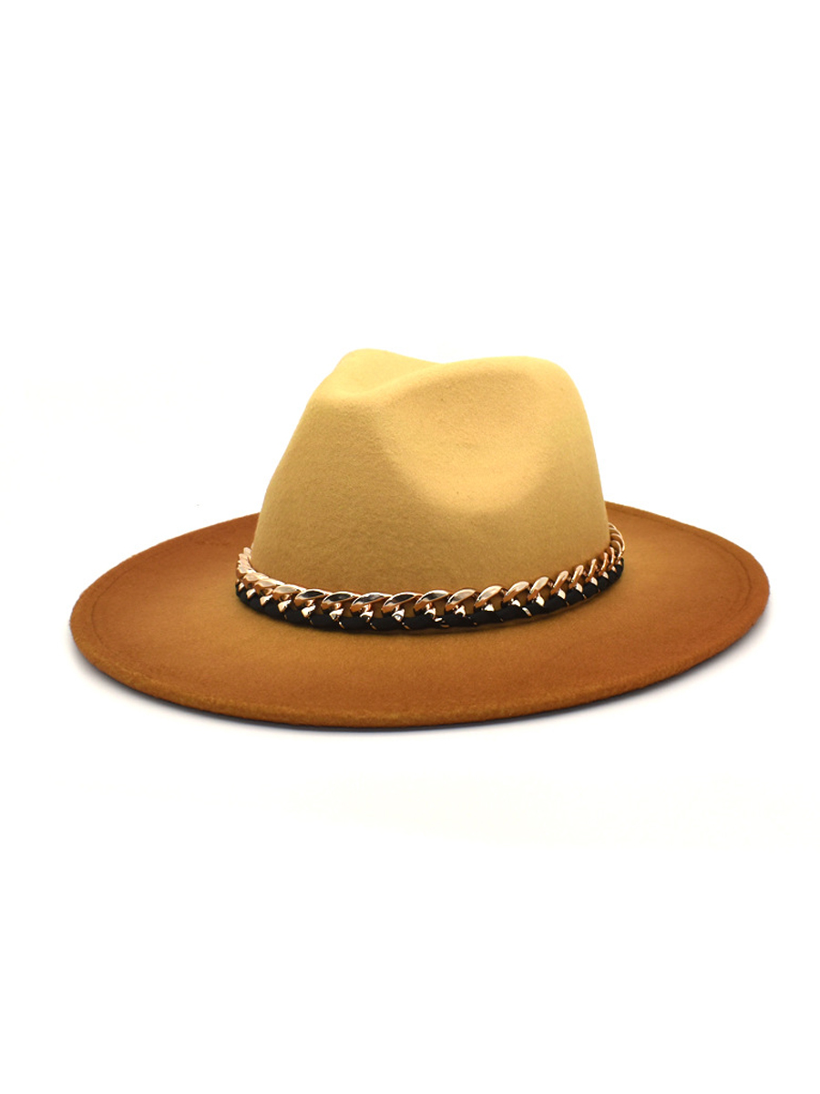 

LW Gradient Chain Decor Jazz Hat, Yellow