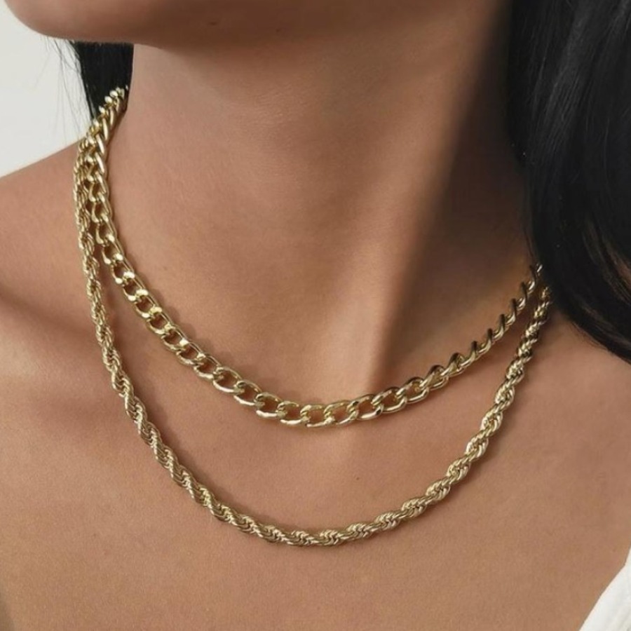 

LW Chain Double-layer Necklace, Gold