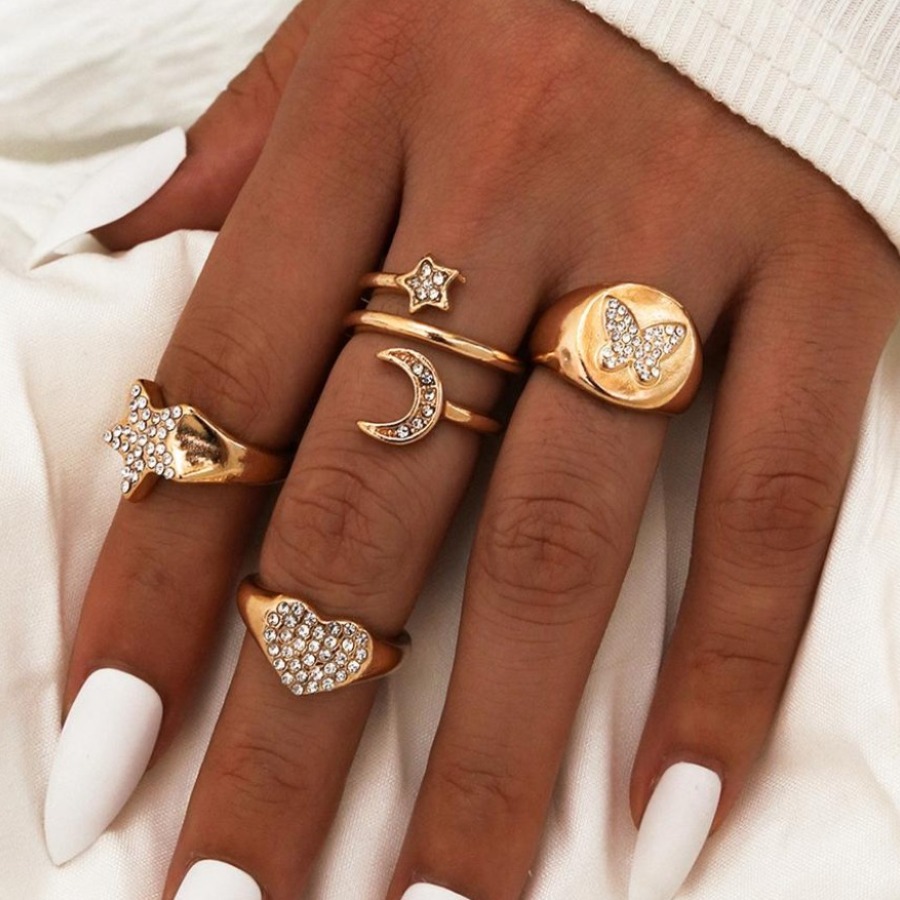

LW Star Moon Decor Ring Set, Gold