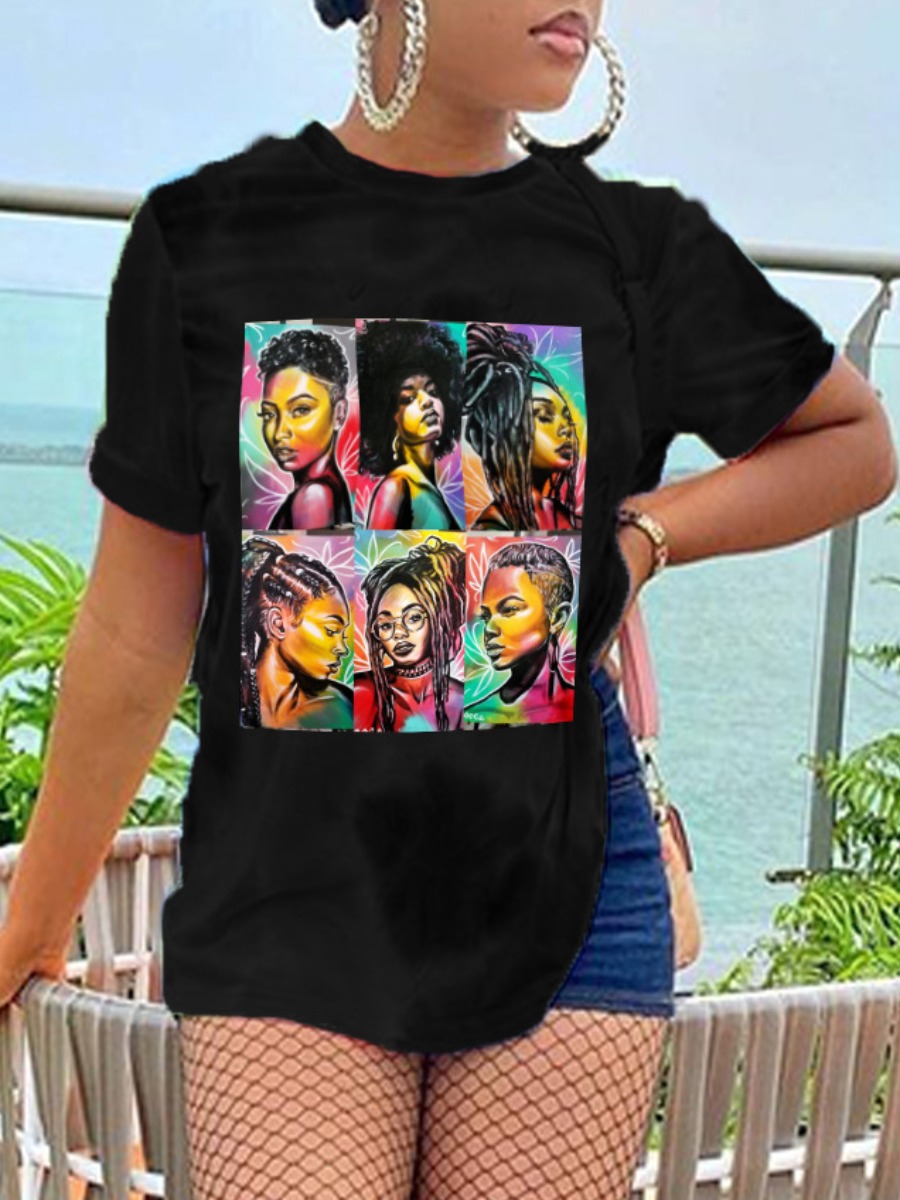 

LW Figure Print Patchwork T-shirt, Black