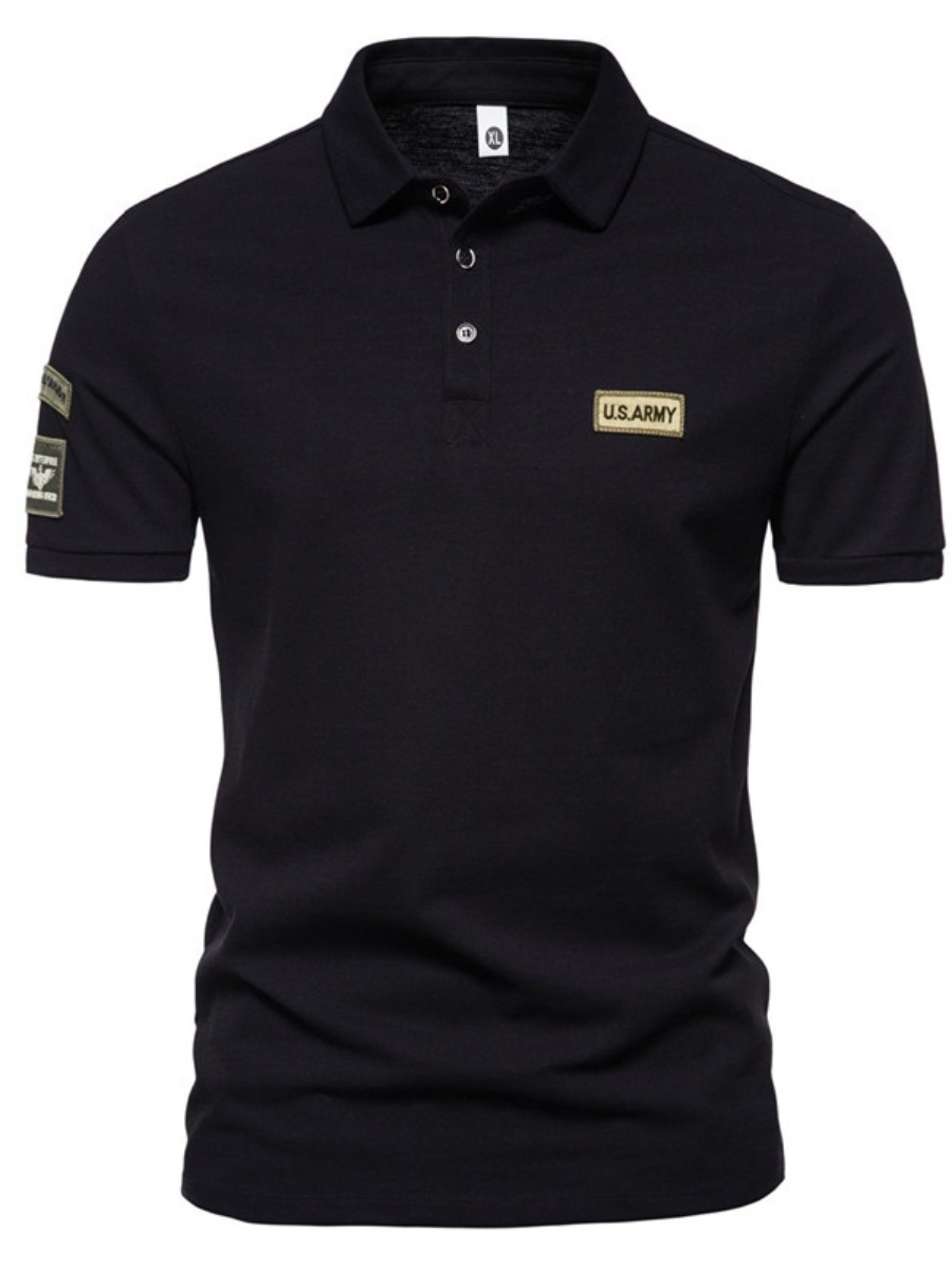 

LW Men Letter Decor Polo, Black