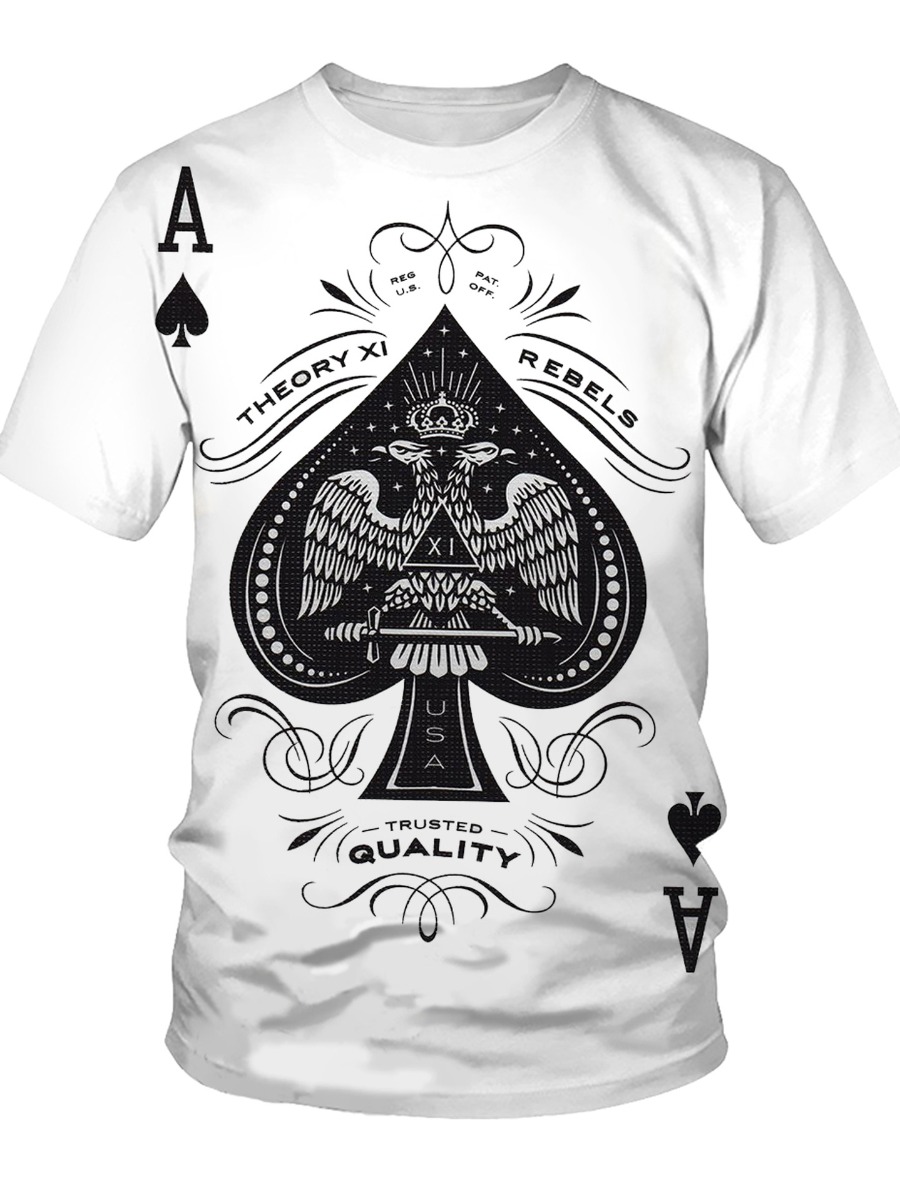 LW Men Poker Letter Print T-shirt