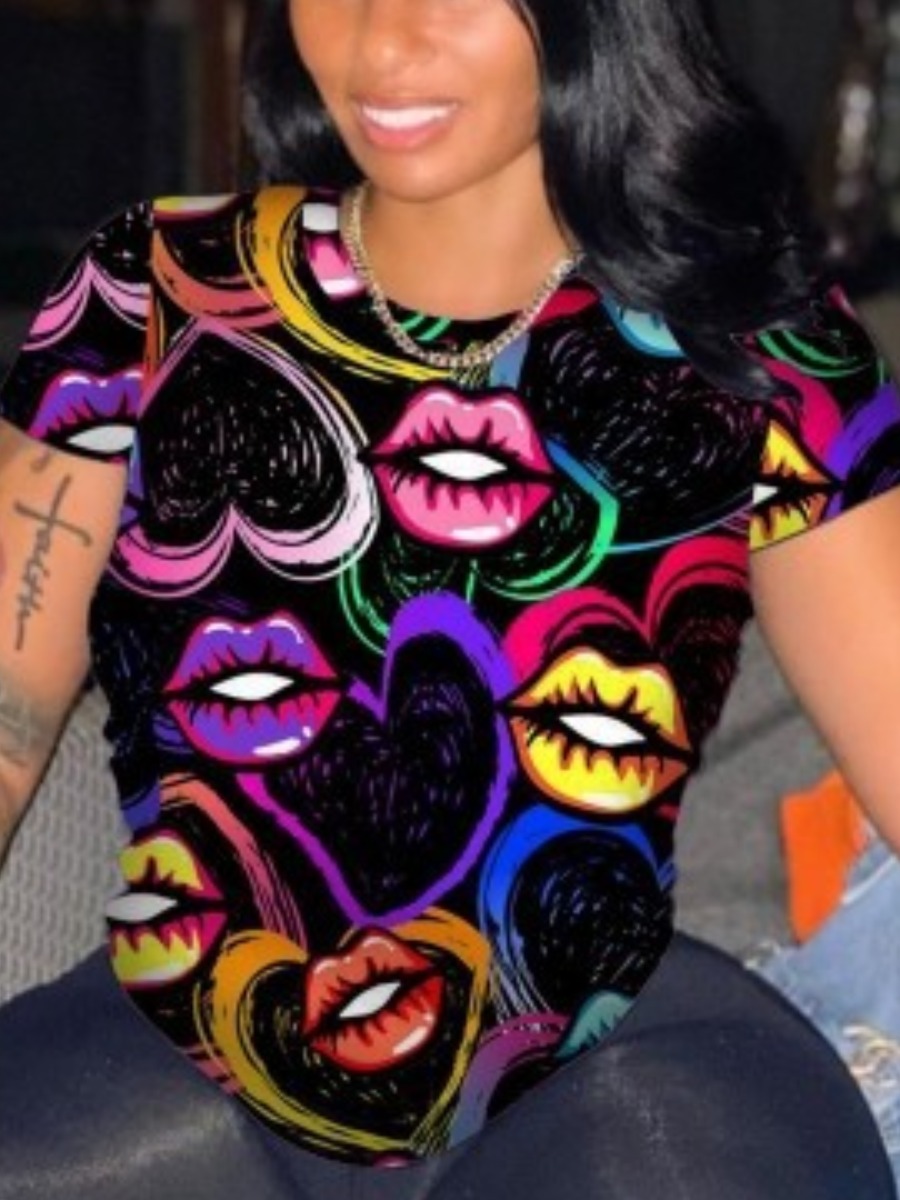 LW Heart Lip Print T-shirt