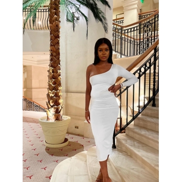 

LW SXY One Shoulder Cut Out Bodycon Dress, White