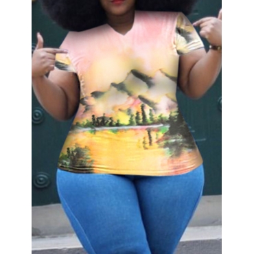

LW Plus Size Round Neck Tie-dye T-shirt, Multi