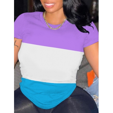 

LW Round Neck Patchwork T-shirt, Multi