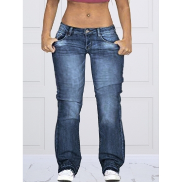 

LW Plus Size Low Waist Flared Jeans, Deep blue