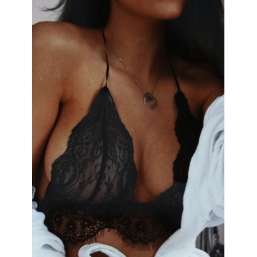 

LW SXY Plus Size Lace See-through Bra, Black