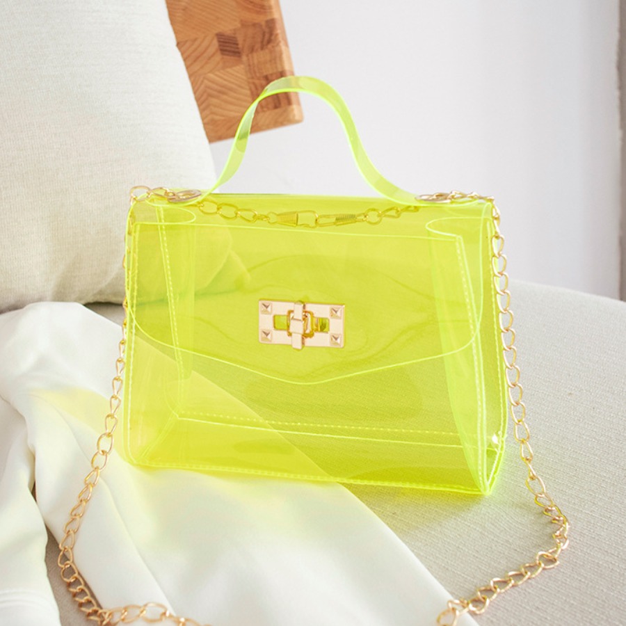 

LW Chain Strap Clear Crossbody Bag, Yellow