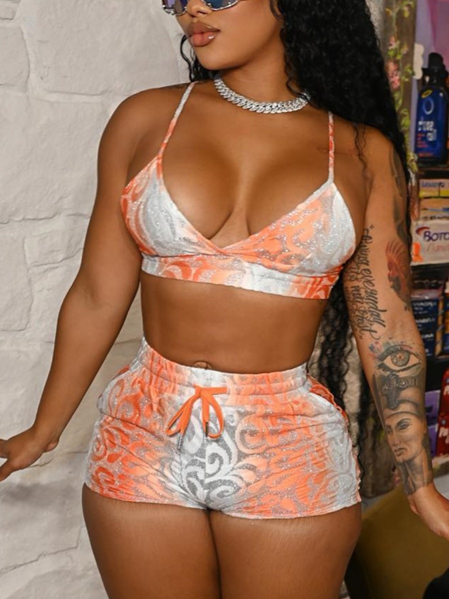 

LW Gradient Drawstring Shorts Set, Orange