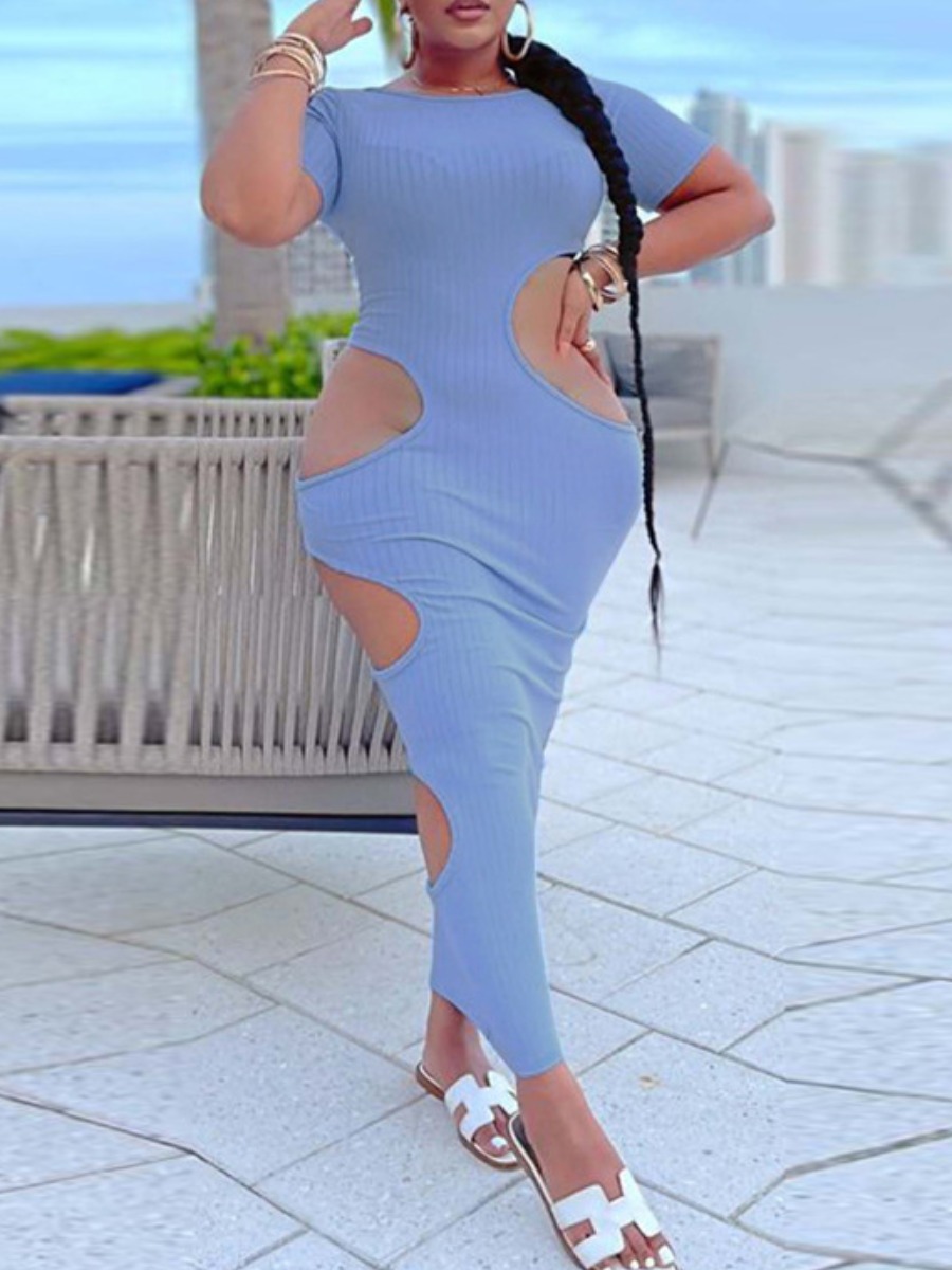 

LW SXY Plus Size Cut Out Bodycon Dress, Blue