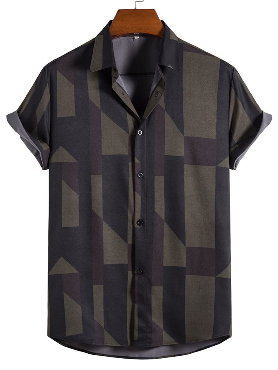 

LW Men Geometric Print Shirt, Black