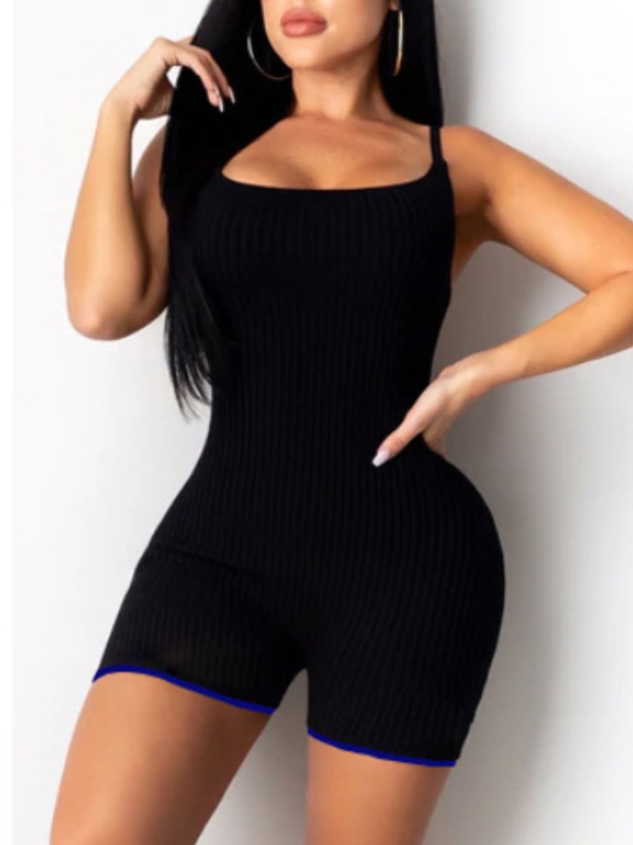 

LW SXY Plus Size Rib-Knit Cami Romper, Black