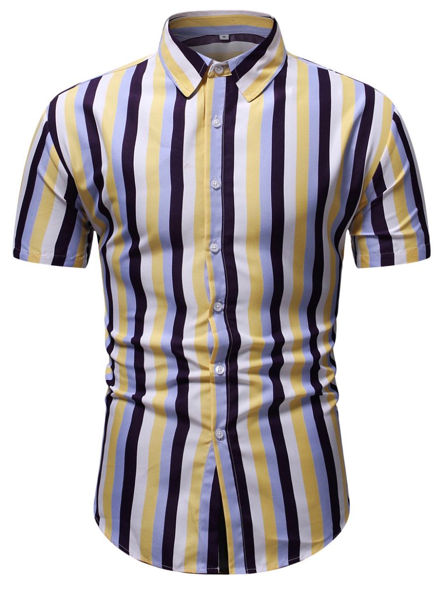 

LW Men Striped Skinny Shirt, Yellow