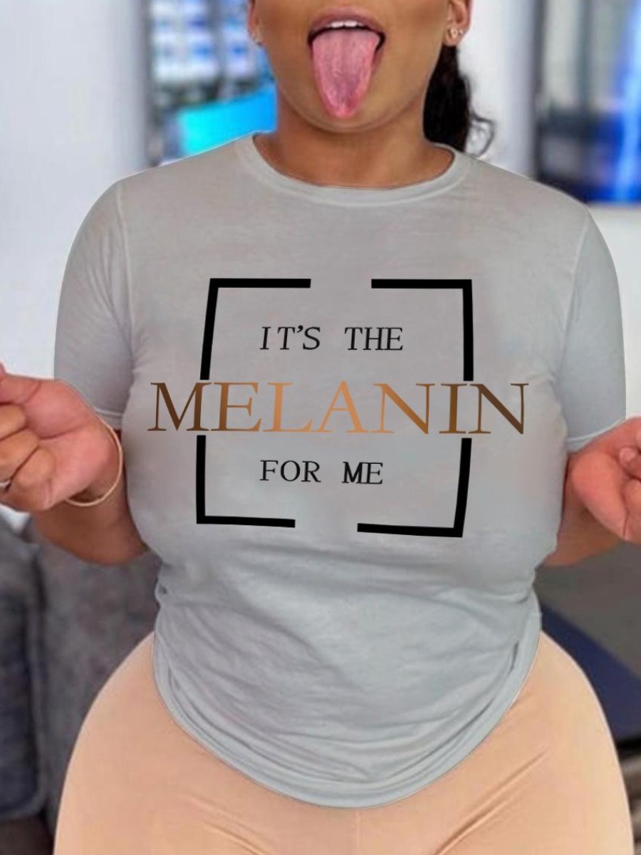 LW Plus Size Melanin Letter Print T-shirt