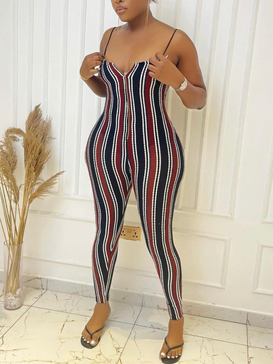 

LW Striped Cami Skinny Jumpsuit, Brown