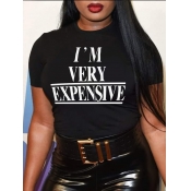 LW Plus Size Round Neck Letter Print T-shirt