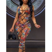 LW SXY Animal Print Bandage Design Three-piece Swi