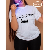 LW COTTON Plus Size Aunt Letter Print T-shirt