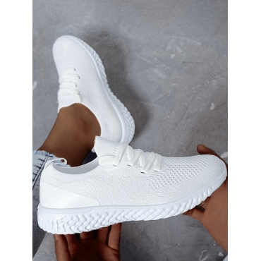 

LW Round Toe Breathable Sneakers, White