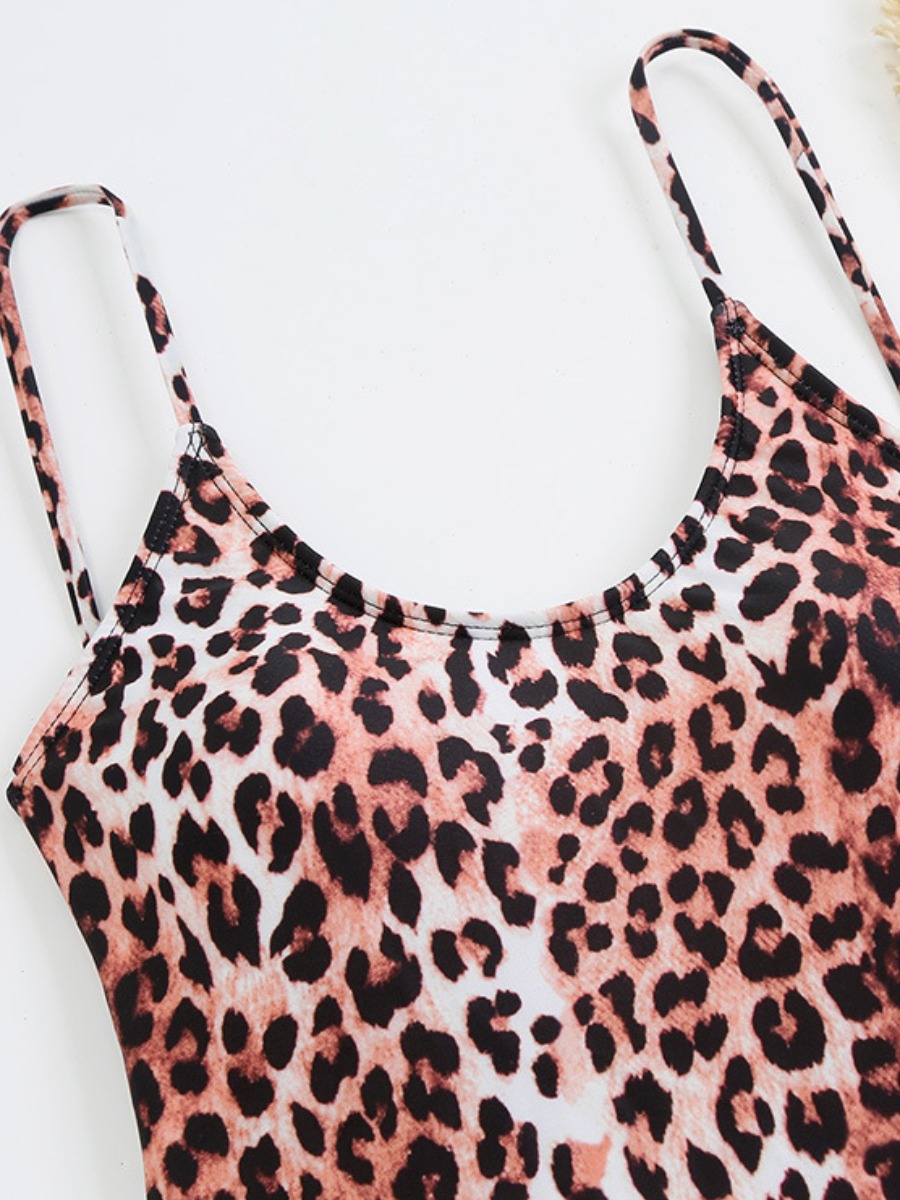LW SXY Leopard Print Backless One-piece Swimsuit