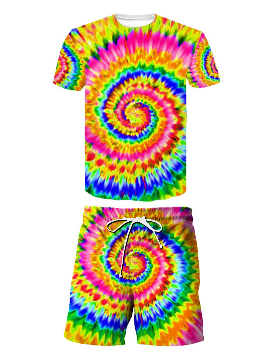 

LW Men Tie-dye Drawstring Shorts Set, Yellow