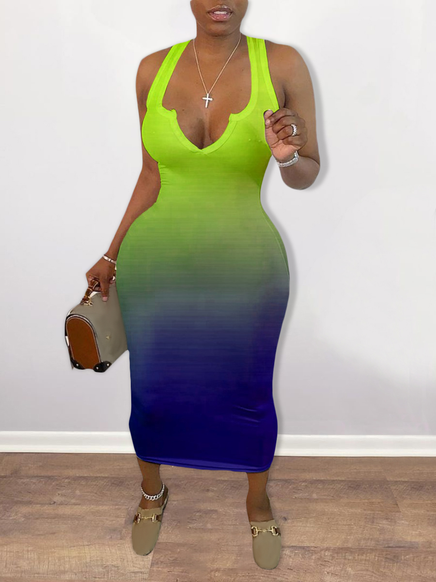 

LW Gradient Cami Bodycon Dress, Green