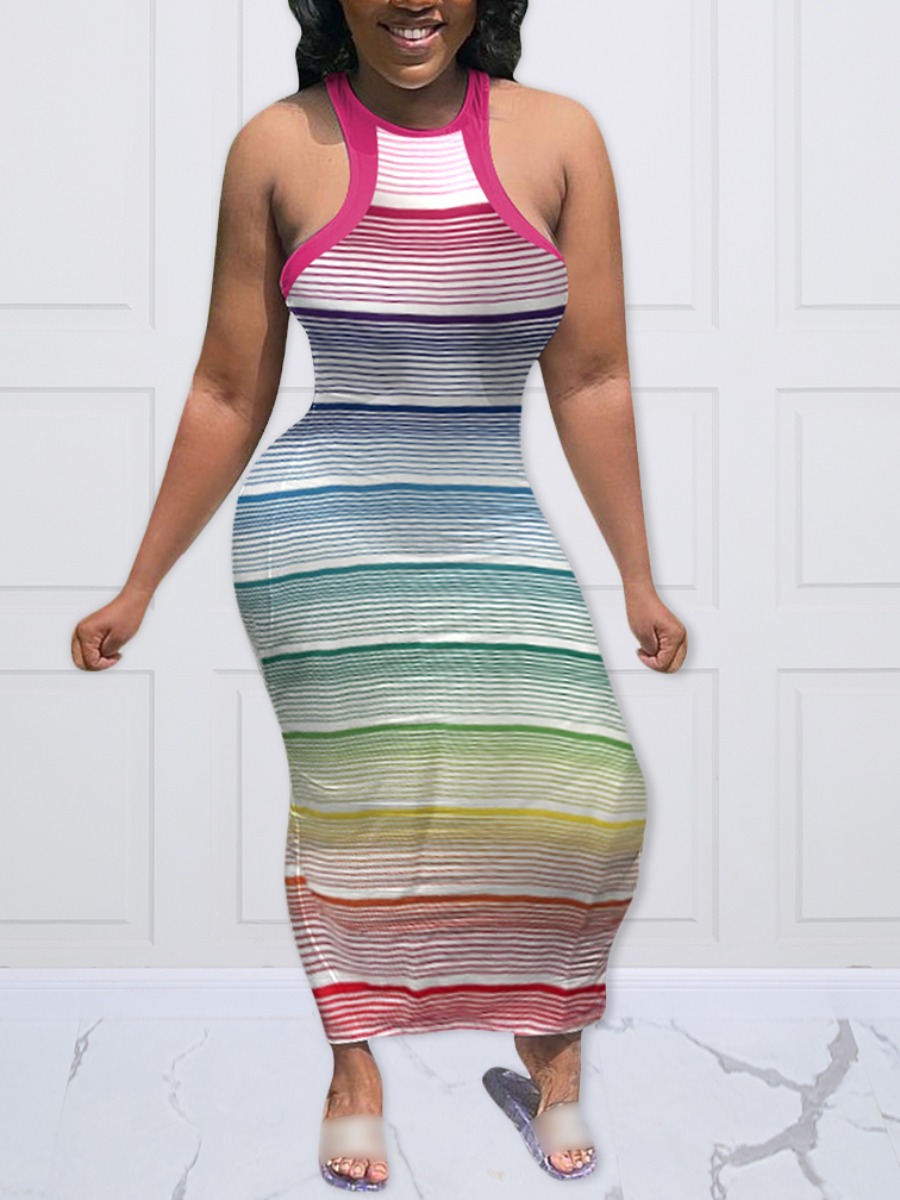 

LW Gradient Striped Bodycon Dress, Multicolor mstn