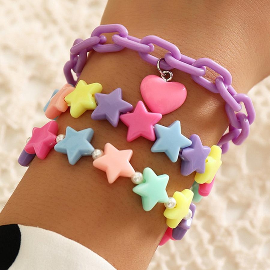 

LW 3-piece Heart Star Chain Bracelet, Multi