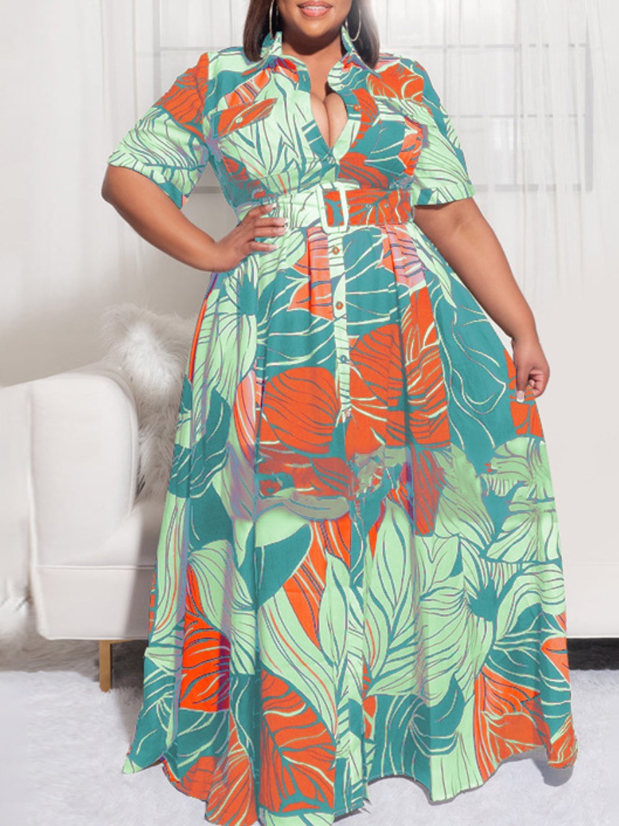 

LW SXY Plus Size Floral Print A Line Dress, Multi