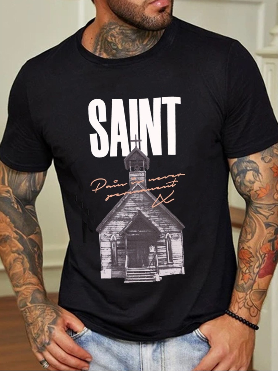 LW Men Saint Letter Print T-shirt
