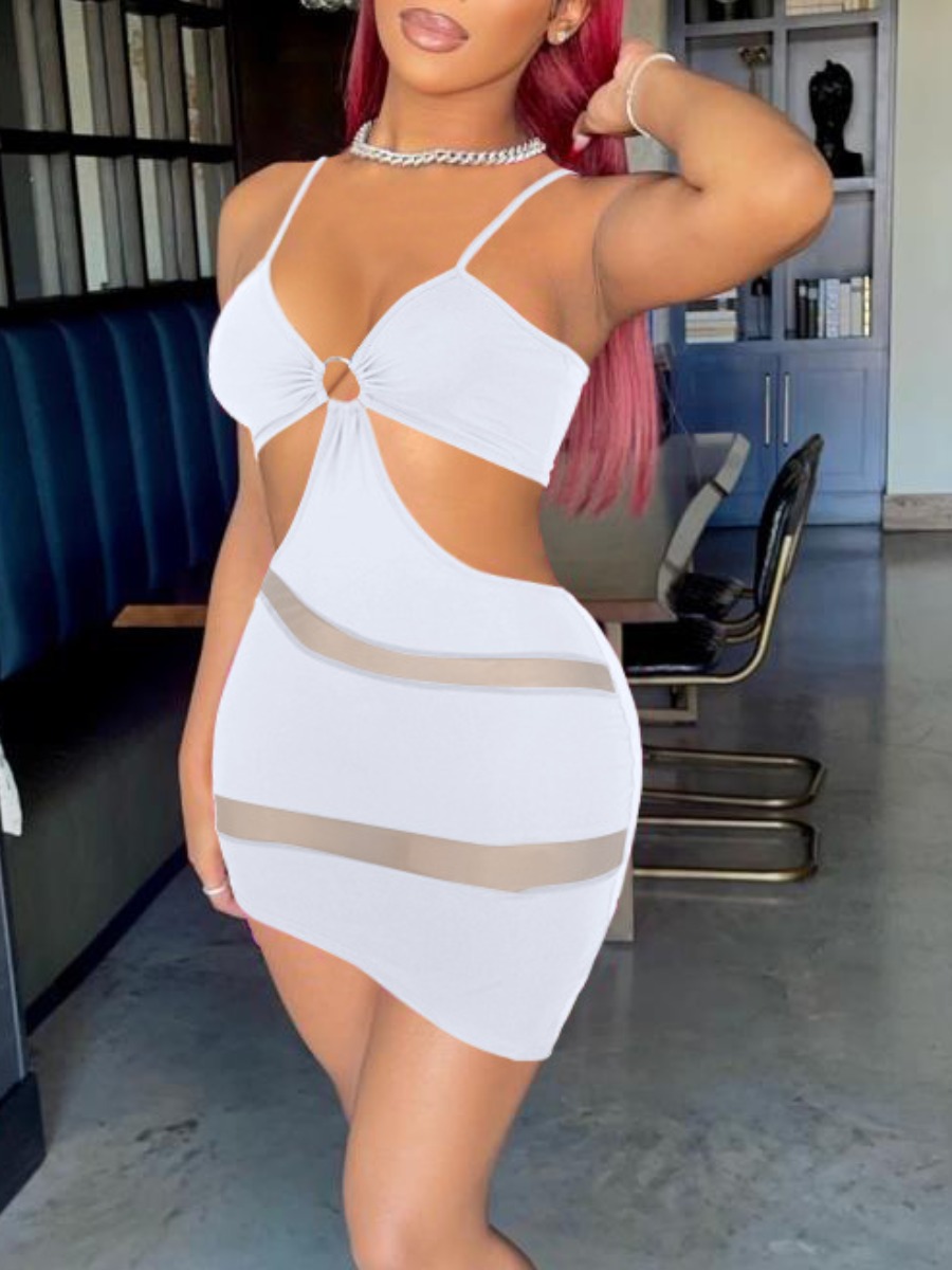 

LW SXY Cut Out See-through Bodycon Dress, White