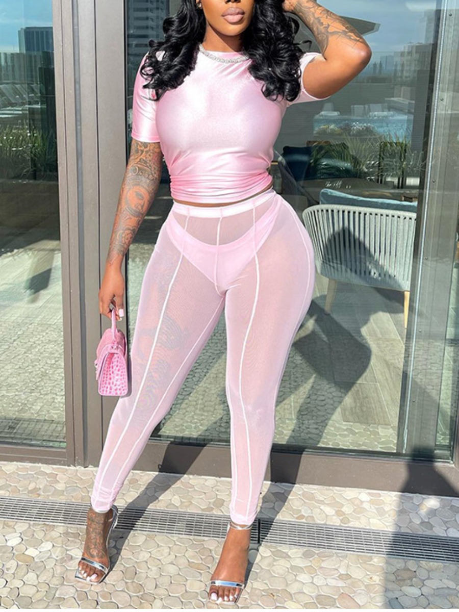 

LW See-through Medium Stretchy Pants Set, Pink