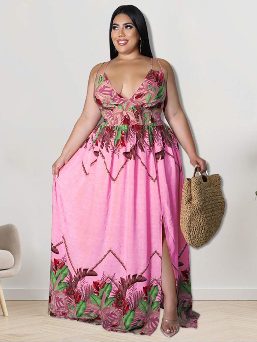 LW Plus Size Floral Print Cami A Line Dress