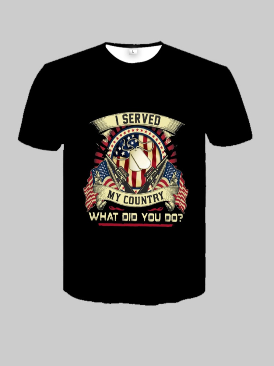 LW Men American Flag Letter Print T-shirt