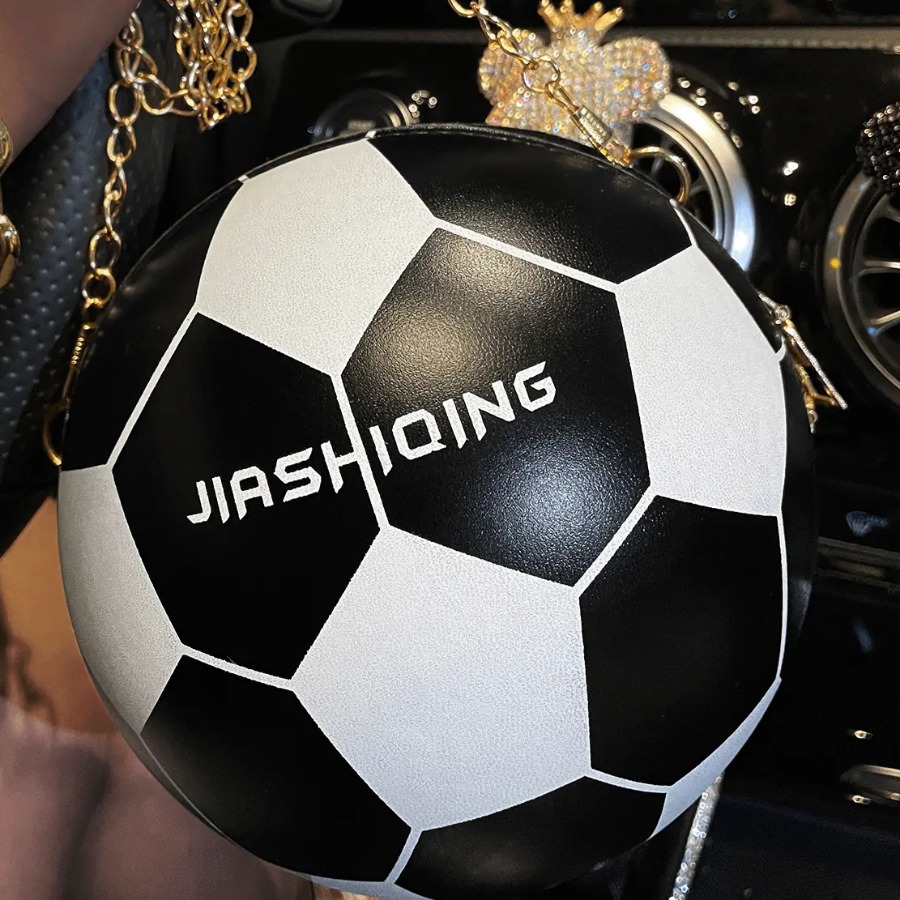 

LW Football Letter Print Chain Strap Crossbody Bag, Black