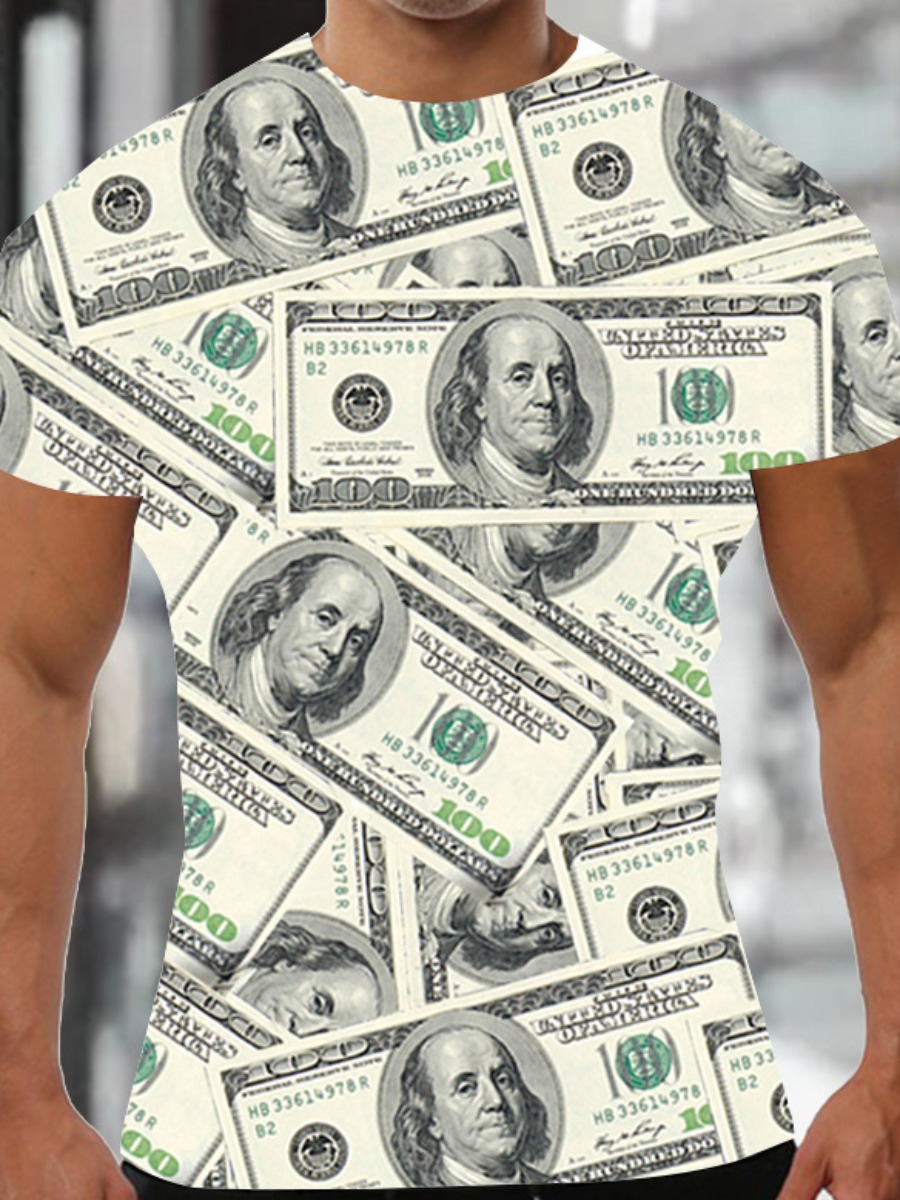 

LW Men Portrait Money Print T-shirt, White