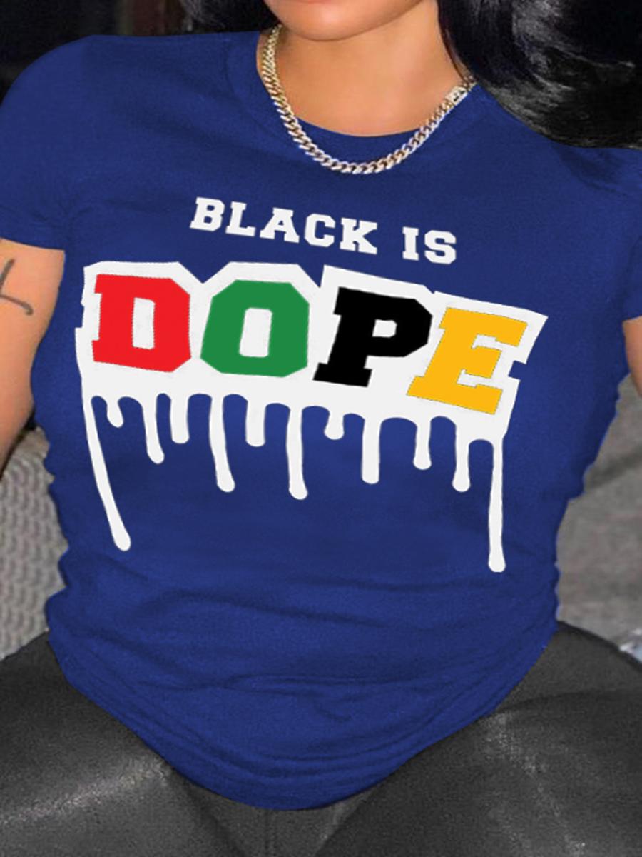 

LW Plus Size Dope Letter Print T-shirt, Blue