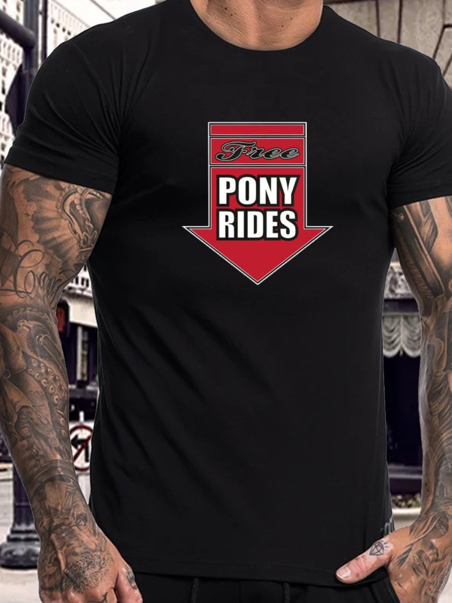 LW Men Pony Rides Letter Print T-shirt