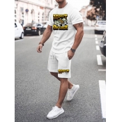 LW Men Money Letter Print Shorts Set