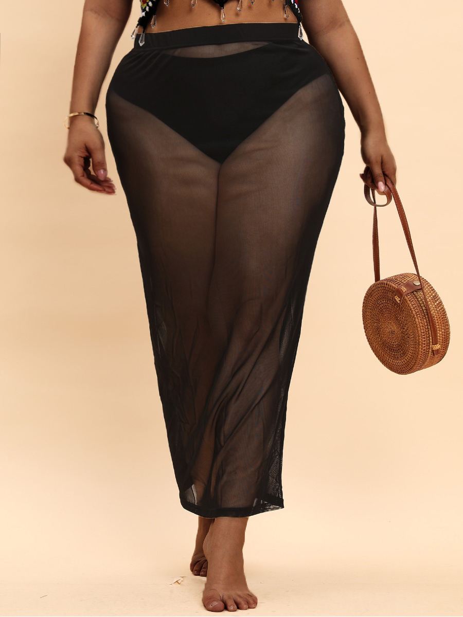 

LW SXY Plus Size See-through Stretchy Skirt, Black